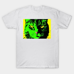 ANGRY CAT POP ART - green yellow black T-Shirt